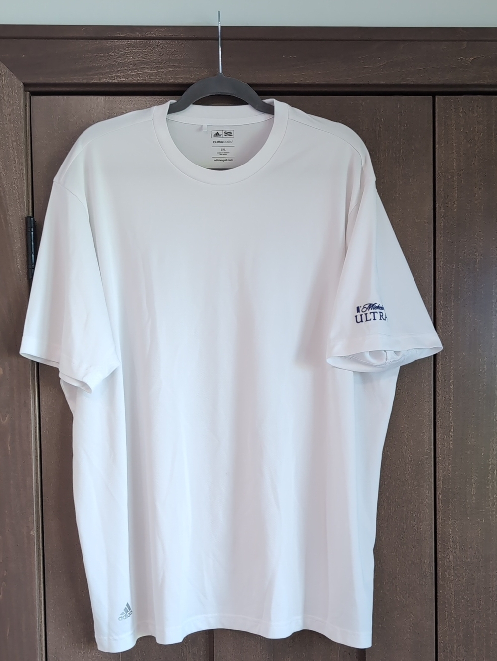 adidas White Short Sleeve Crewneck Tee with Michelob Ultra On Sleeve